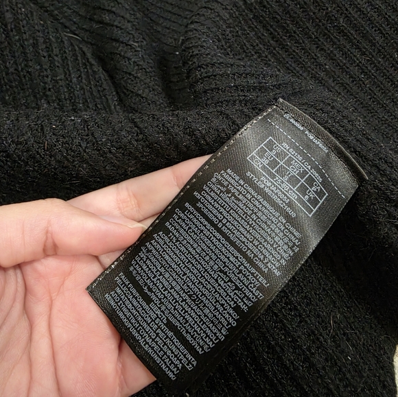 Guess Los Angeles dark black vintage wool faux fur wrap cardigan with tie - Picture 6 of 7